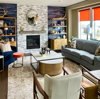 Bold pops of color in living room